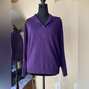 Garnet hill essential cashmere polo sweater purple small preowned